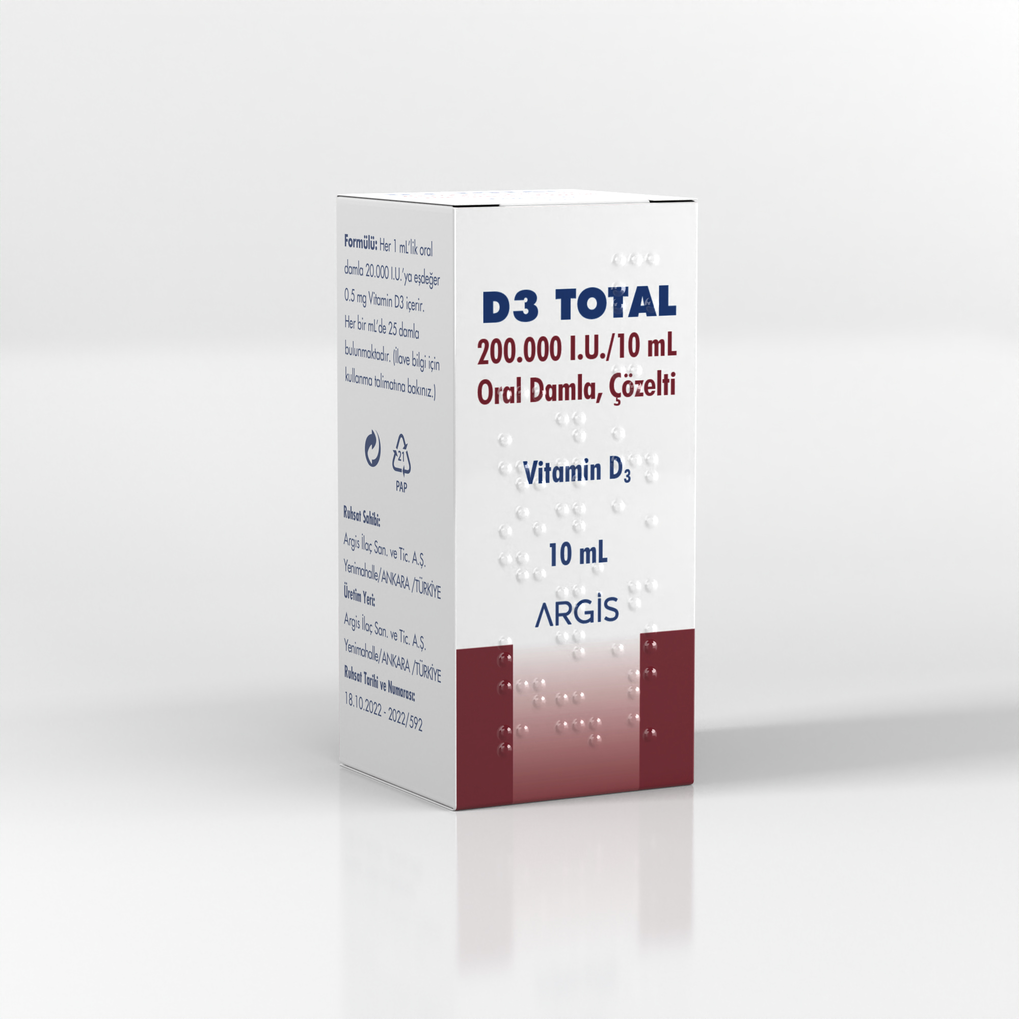 D3 Total 200.000 IU/10 ml Oral Damla, Çözelti